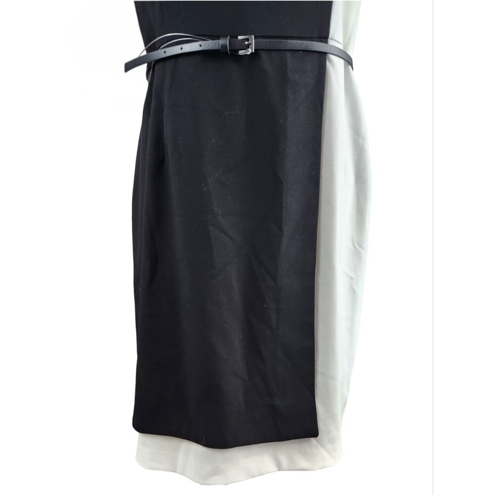 Saks Fifth Avenue Black Label Colorblock Sheath Dress Black Ivory NWT 10 - Picture 4 of 9